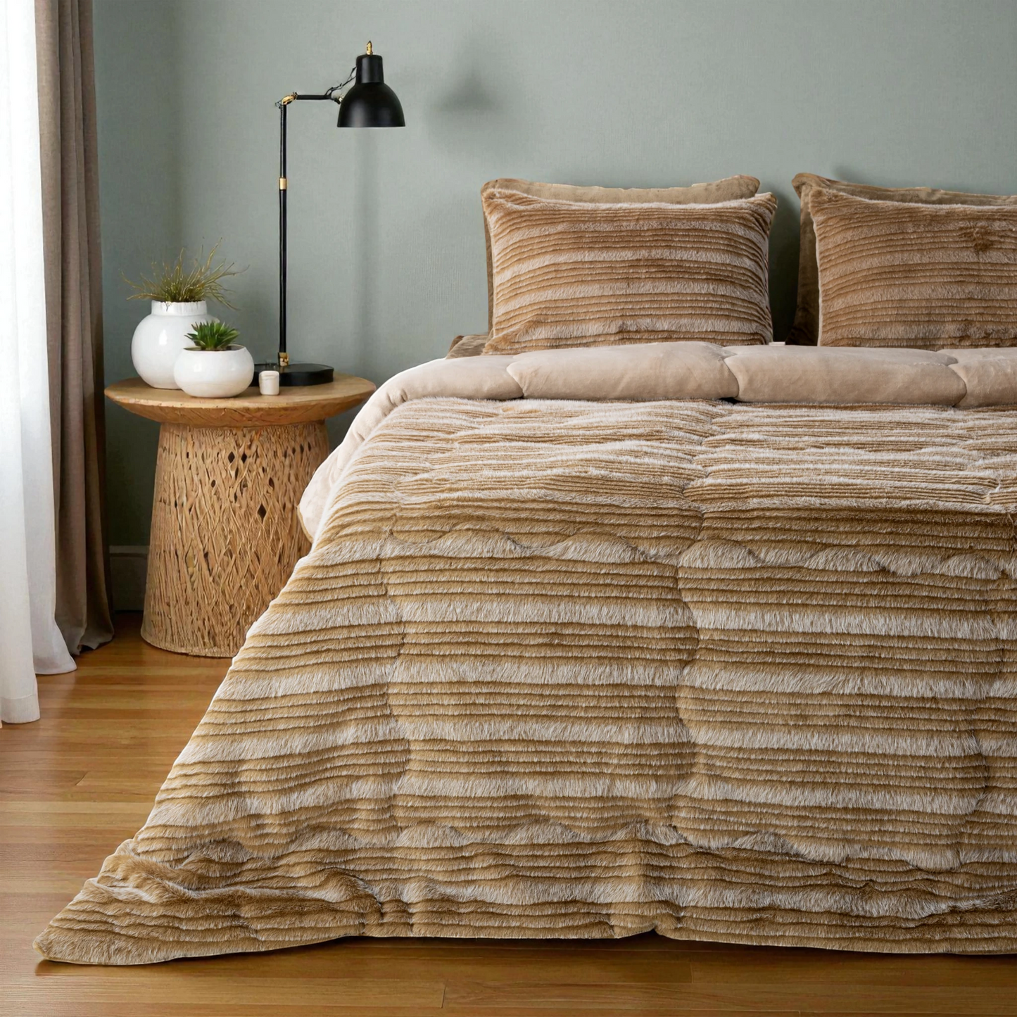 Fur Blanket Comforter Set