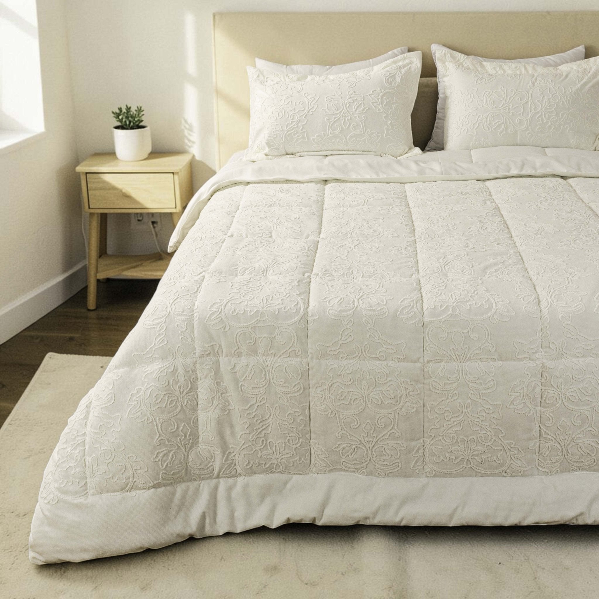Bridal Damask Embroidery Comforter Set - Elbadrawi Home