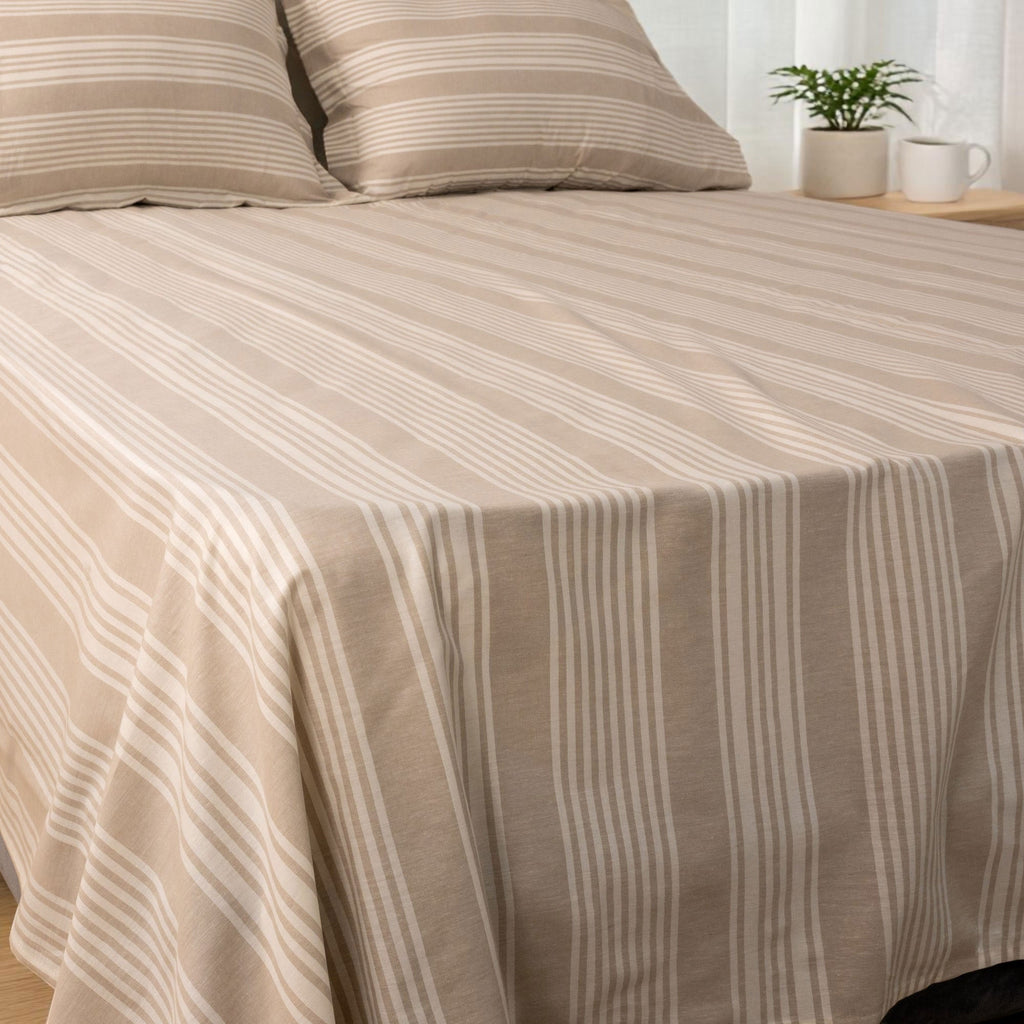 Coastline Stripe Linen Flat Sheet Set - Elbadrawi Home