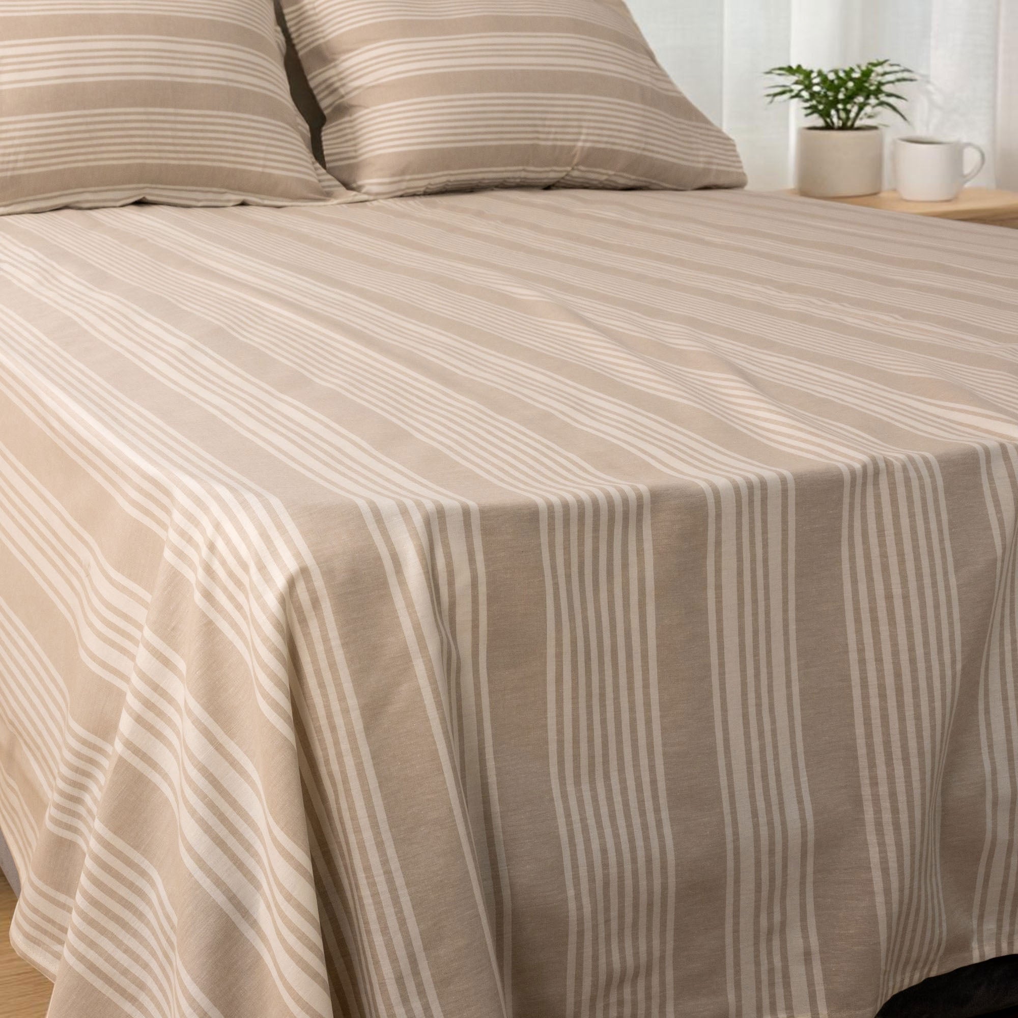 Coastline Stripe Linen Flat Sheet Set - Elbadrawi Home