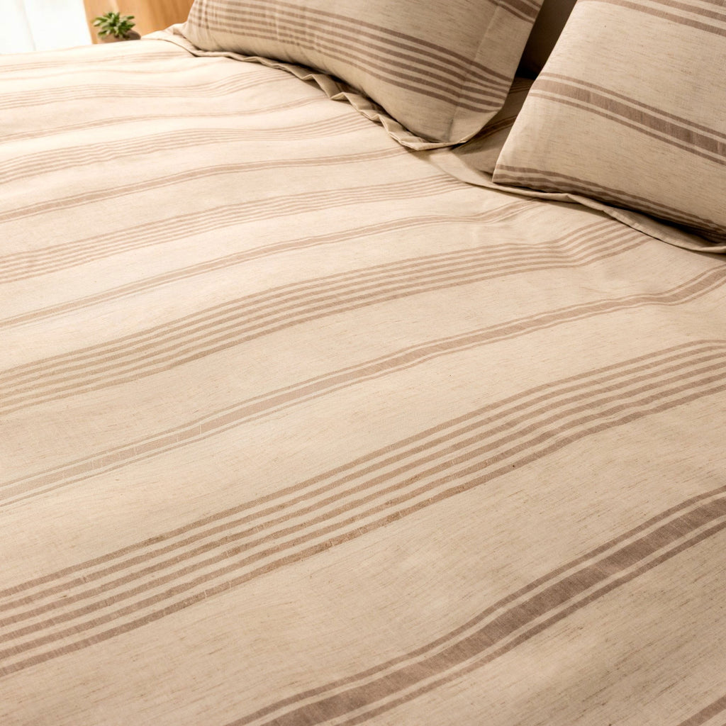 Coastline Stripe Linen Flat Sheet Set - Elbadrawi Home