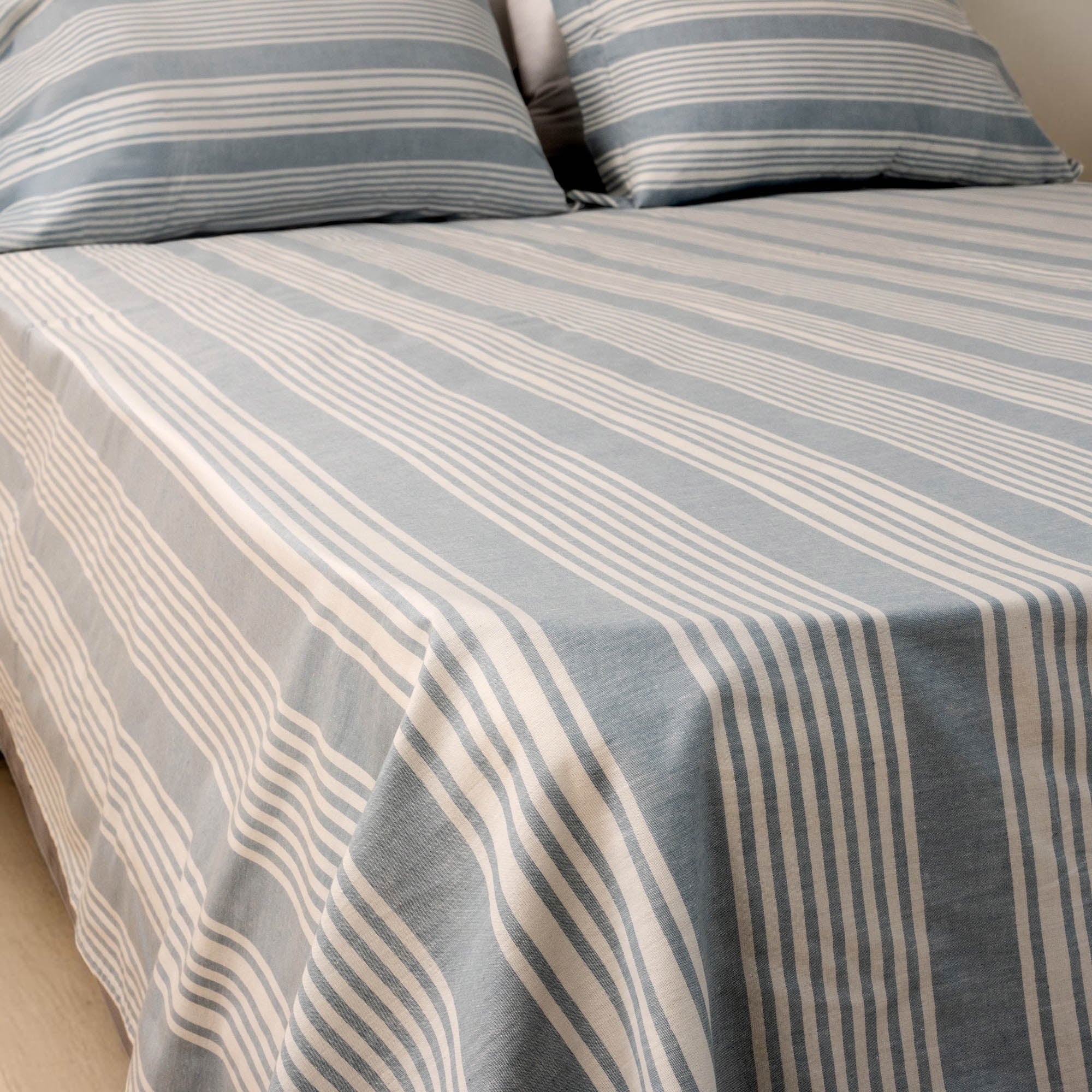 Coastline Stripe Linen Flat Sheet Set - Elbadrawi Home