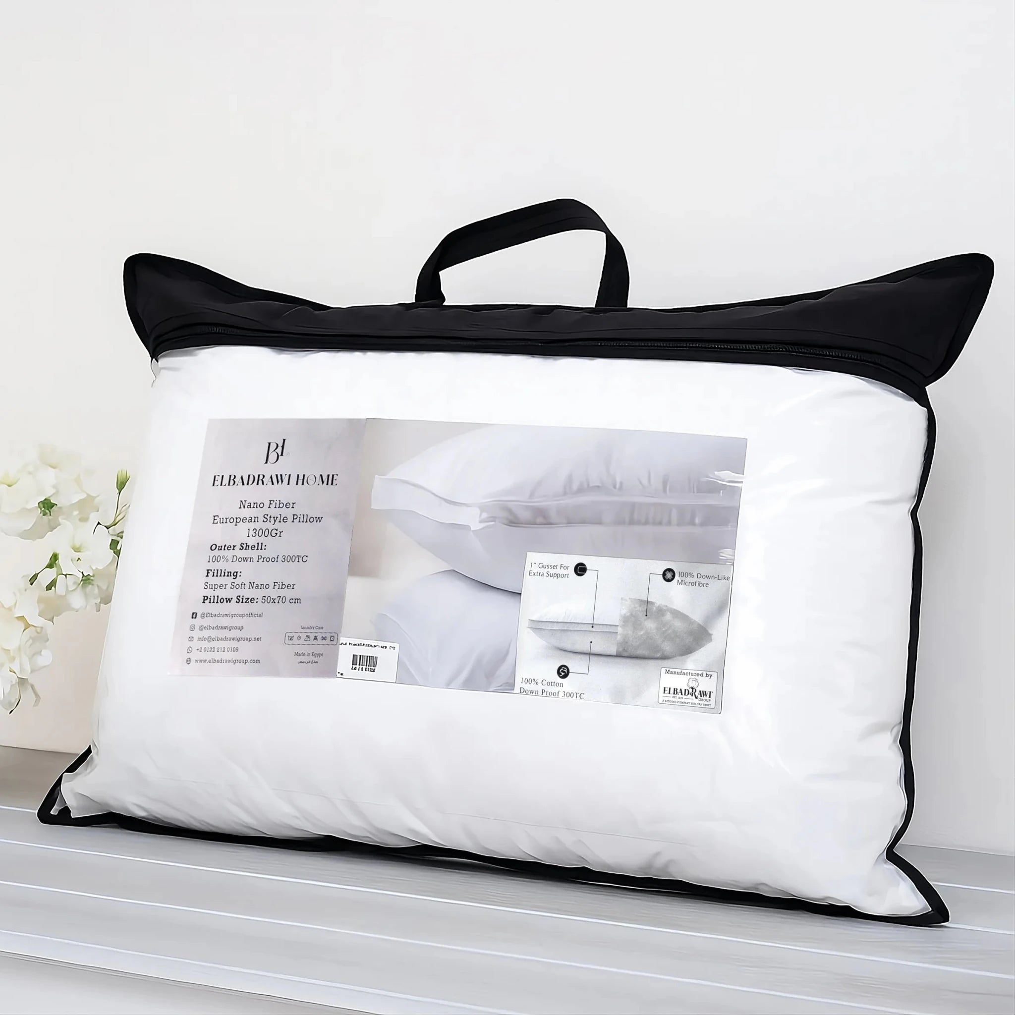 Downproof Feather Alternative Pillow 1300g - Elbadrawi Home