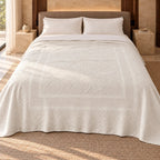 Egyptian Giza Cotton Botanical Panel King Throw - Elbadrawi Home