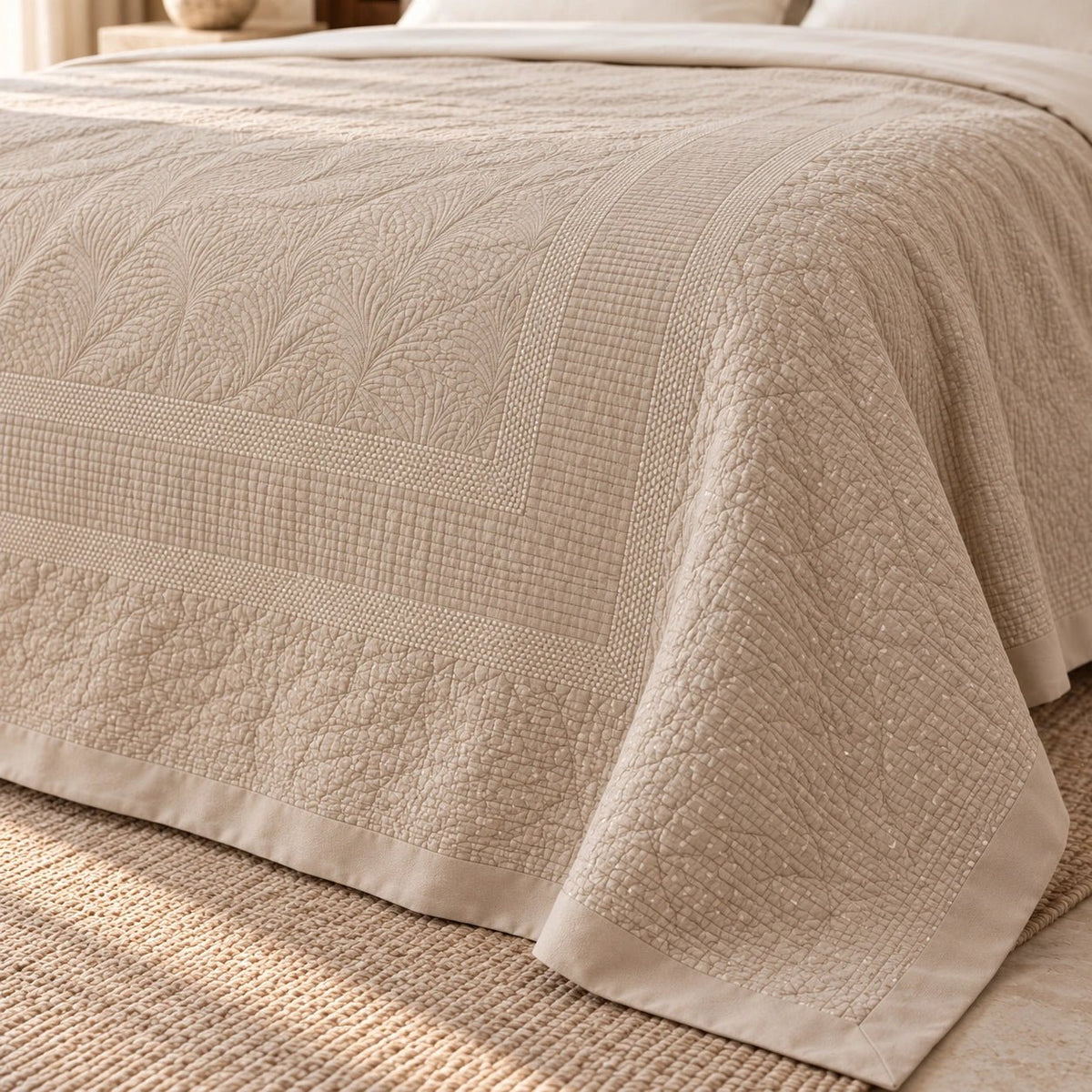 Egyptian Giza Cotton Botanical Panel King Throw - Elbadrawi Home