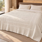 Egyptian Giza Cotton Botanical Panel King Throw - Elbadrawi Home