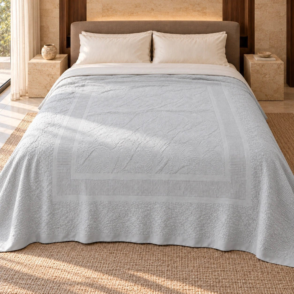 Egyptian Giza Cotton Botanical Panel King Throw - Elbadrawi Home