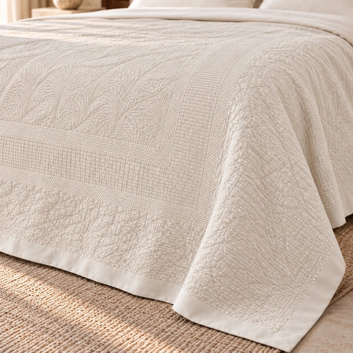 Egyptian Giza Cotton Botanical Panel King Throw - Elbadrawi Home