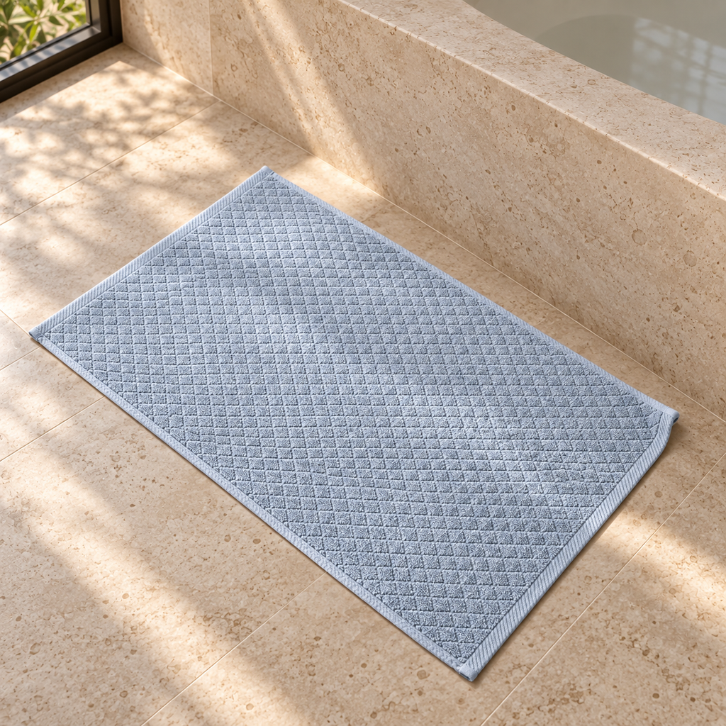 Diamond 900 GSM Bath Mat 50x80 cm in Aegean Blue - Hero Styled