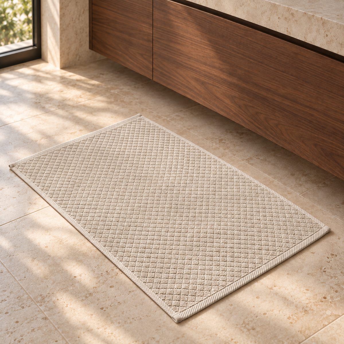 Diamond 900 GSM Bath Mat 50x80 cm in Beige - Hero Angle