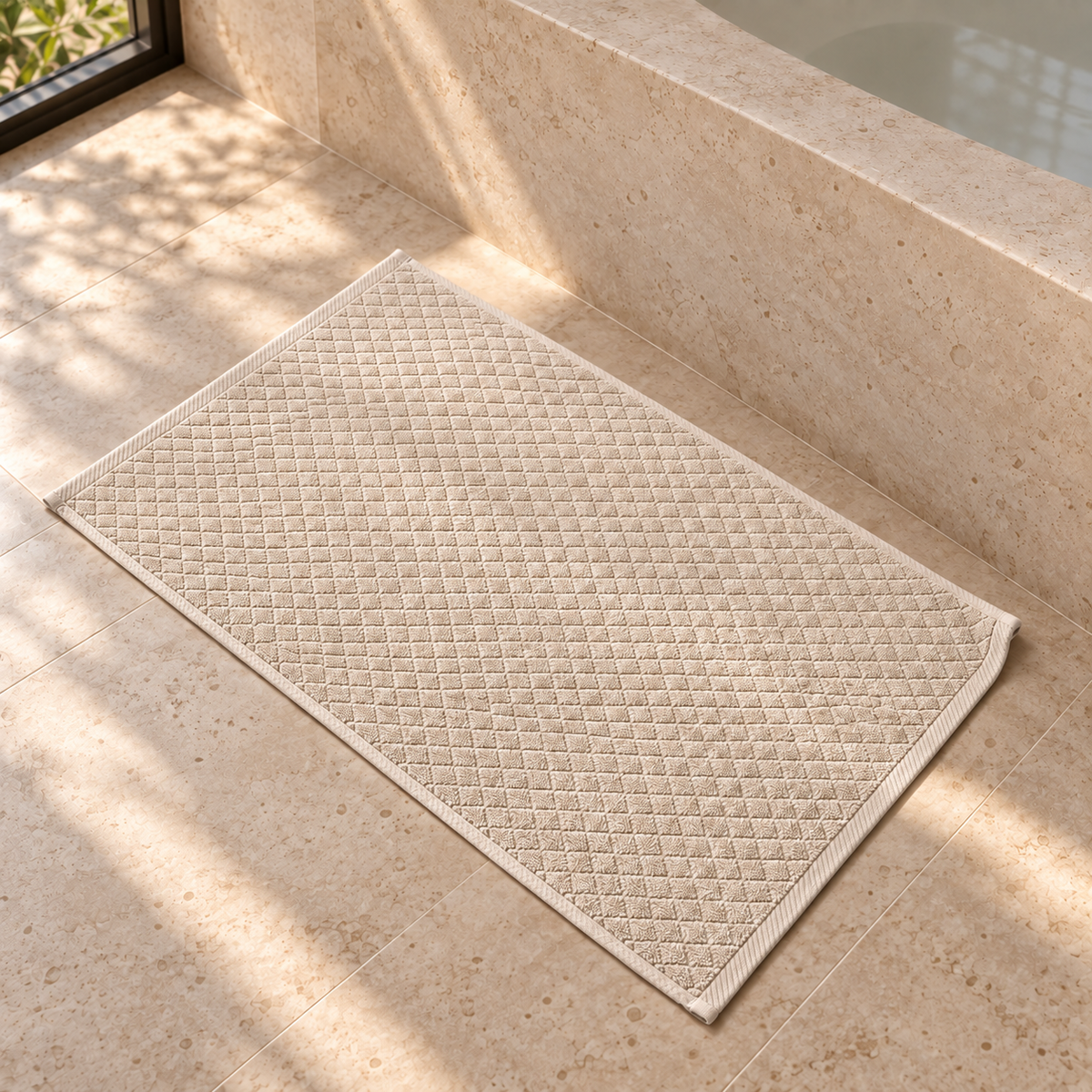 Diamond 900 GSM Bath Mat 50x80 cm in Beige - Hero Styled