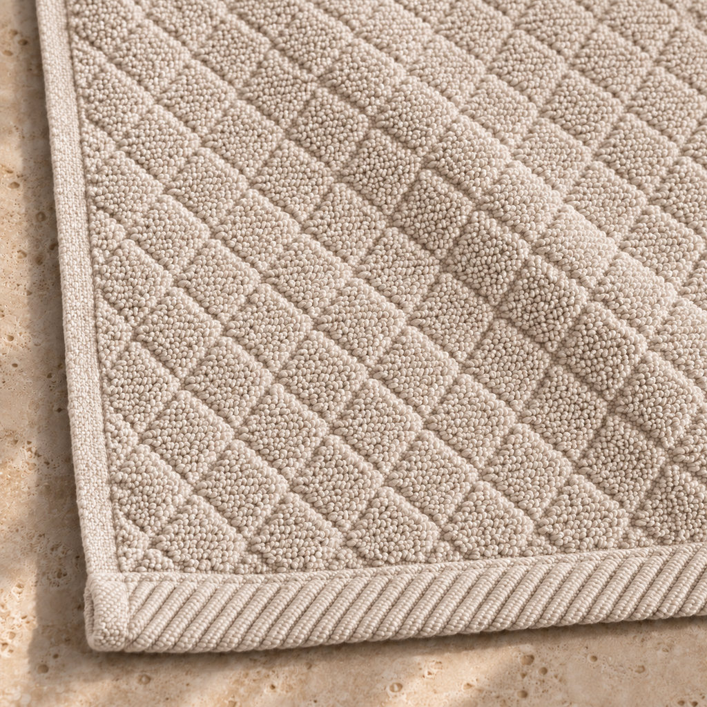Diamond 900 GSM Bath Mat 50x80 cm in Beige - Closeup Border
