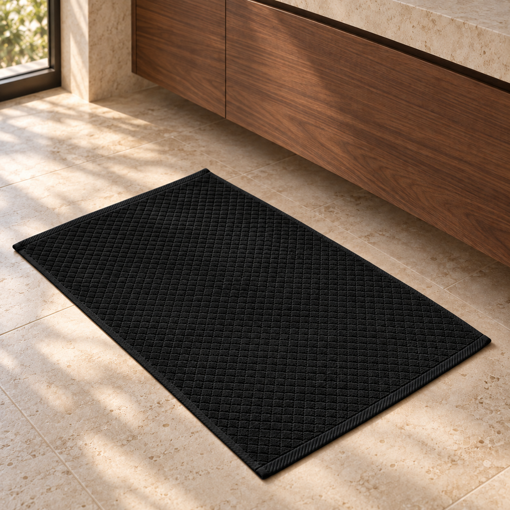 Diamond 900 GSM Bath Mat 50x80 cm in Black - Hero Angle