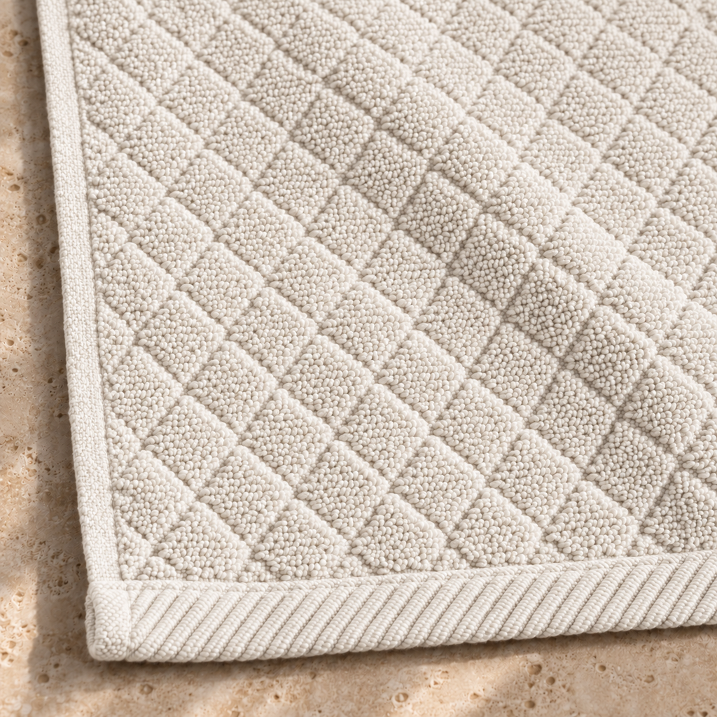 Diamond 900 GSM Bath Mat 50x80 cm in Offwhite - Closeup Border