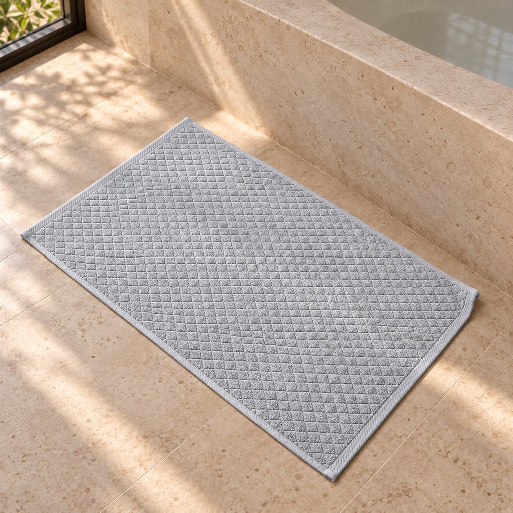 Diamond 900 GSM Bath Mat 50x80 cm in Silver - Hero Styled