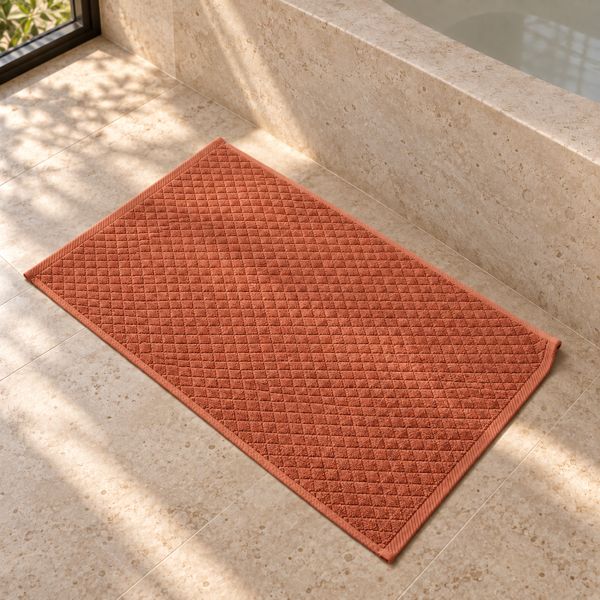 Diamond 900 GSM Bath Mat 50x80 cm in Terra Cotta - Hero Styled