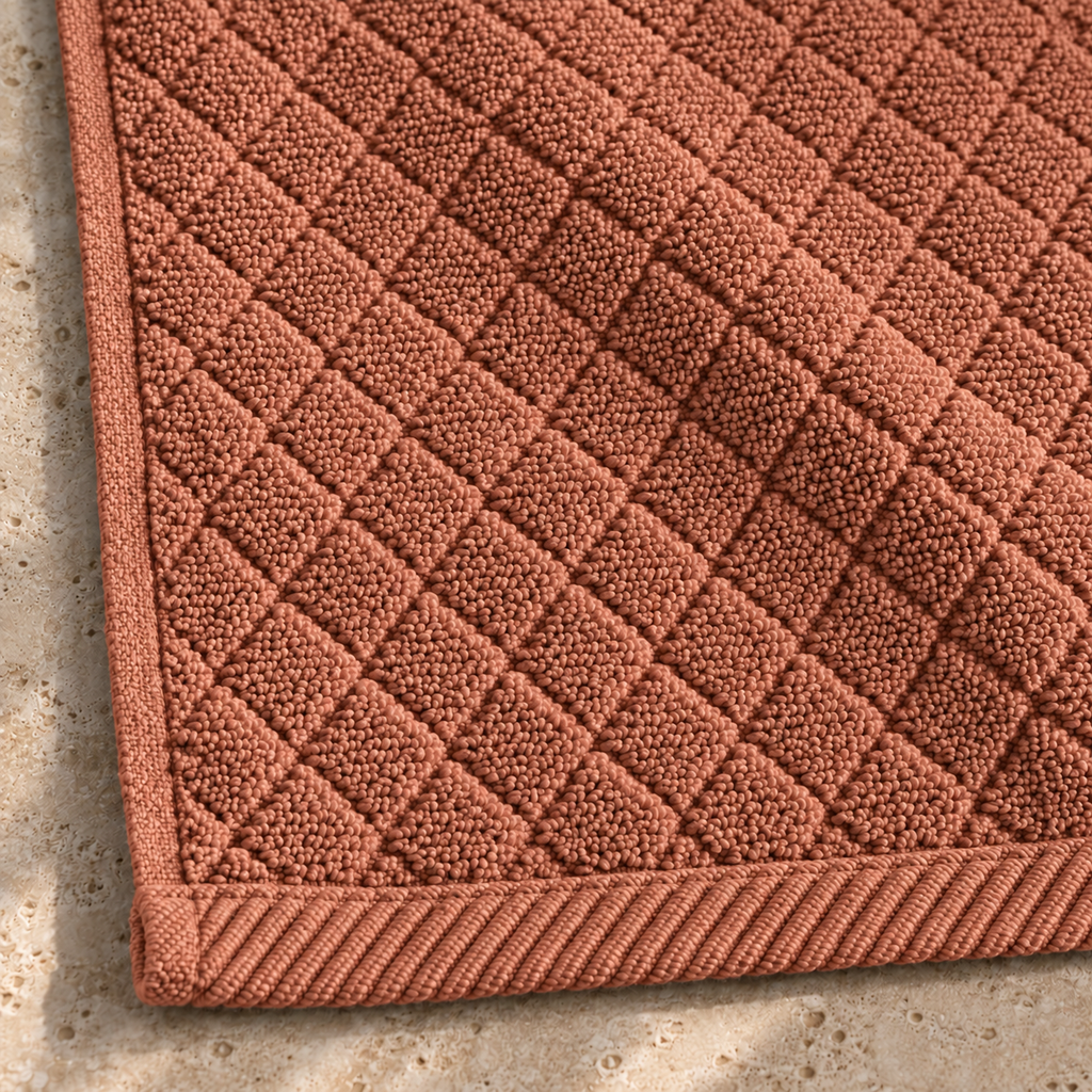 Diamond 900 GSM Bath Mat 50x80 cm in Terra Cotta - Closeup Border