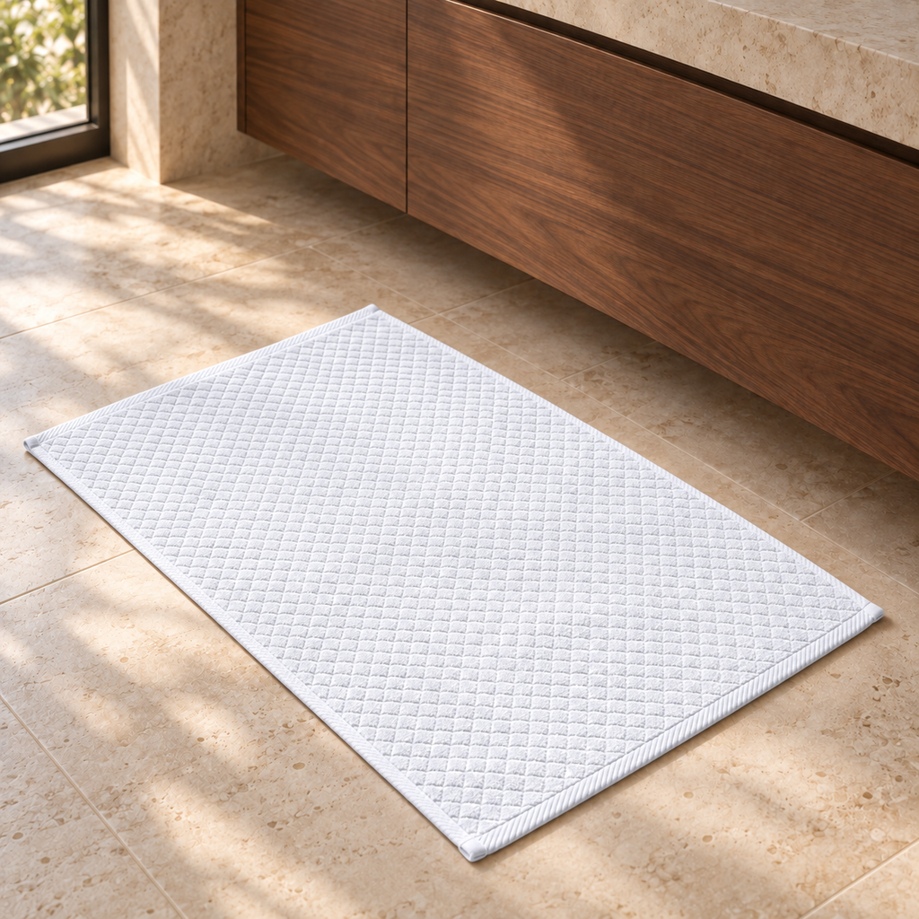 Diamond 900 GSM Bath Mat 50x80 cm in White - Hero Angle