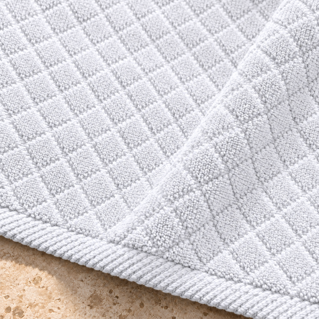 Diamond 900 GSM Bath Mat 50x80 cm in White - Closeup Texture