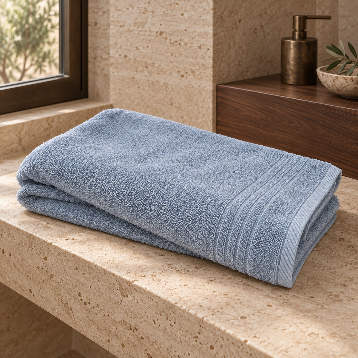 Essential 550 GSM Bath Towel 70x140 cm in Aegean Blue - Hero Angle