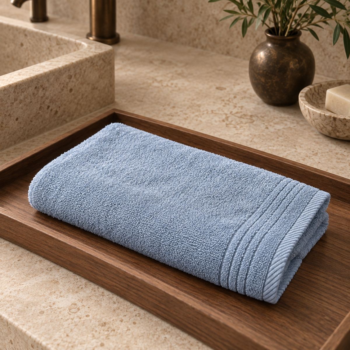 Essential 550 GSM Face Towel 30x30 cm in Aegean Blue - Hero Angle