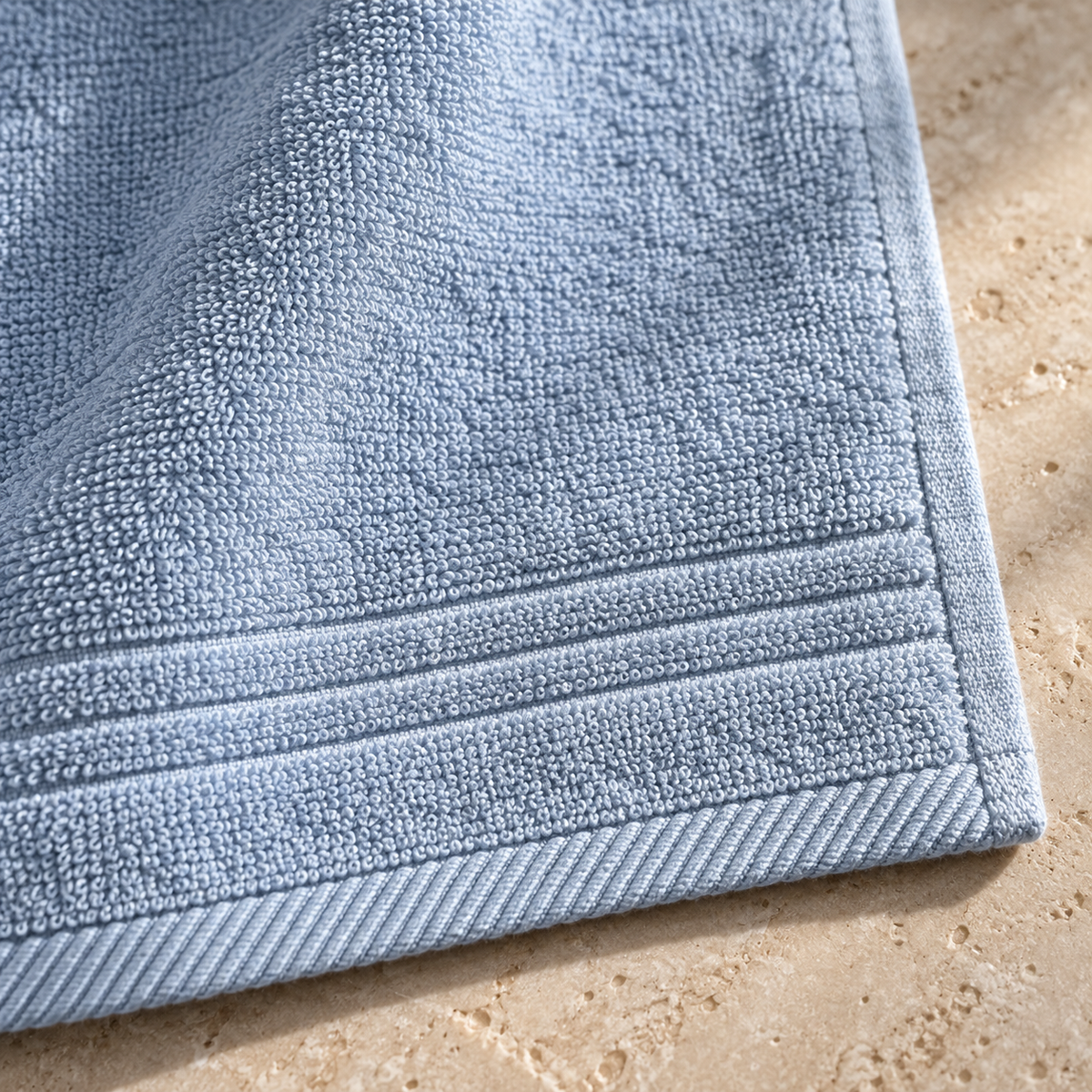 Essential 550 GSM Face Towel 30x30 cm in Aegean Blue - Closeup Border
