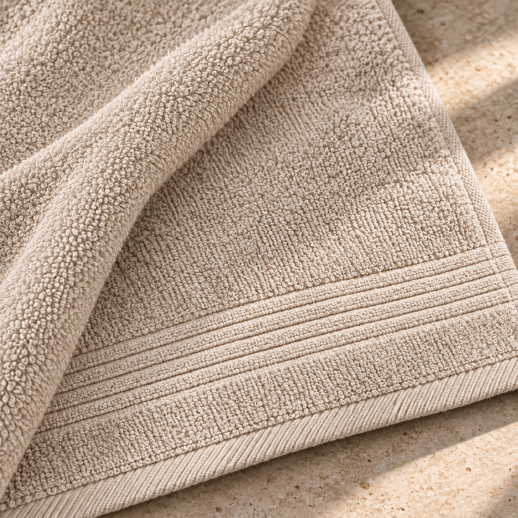 Essential 550 GSM Bath Towel 70x140 cm in Beige - Closeup Texture