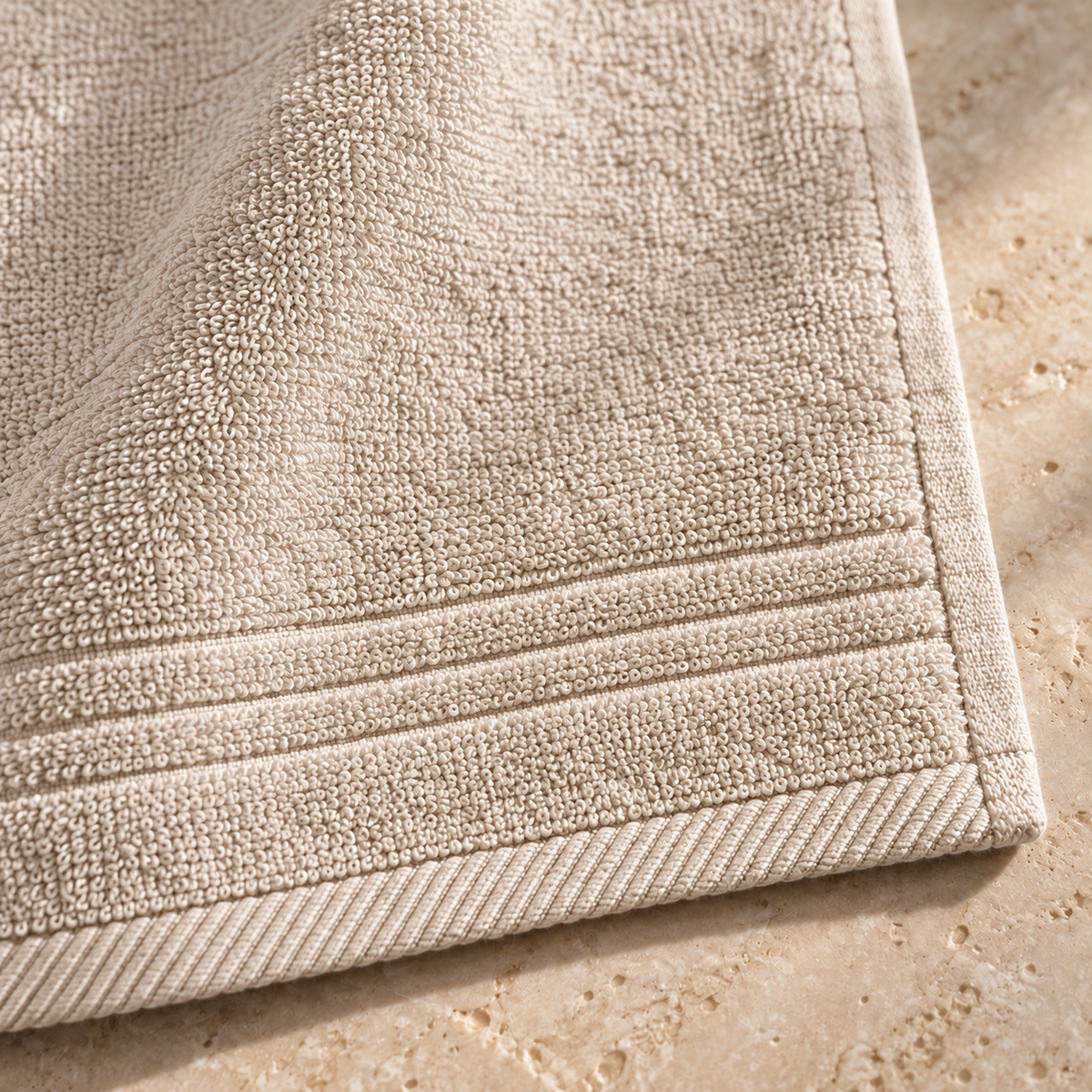 Essential 550 GSM Face Towel 30x30 cm in Beige - Closeup Border
