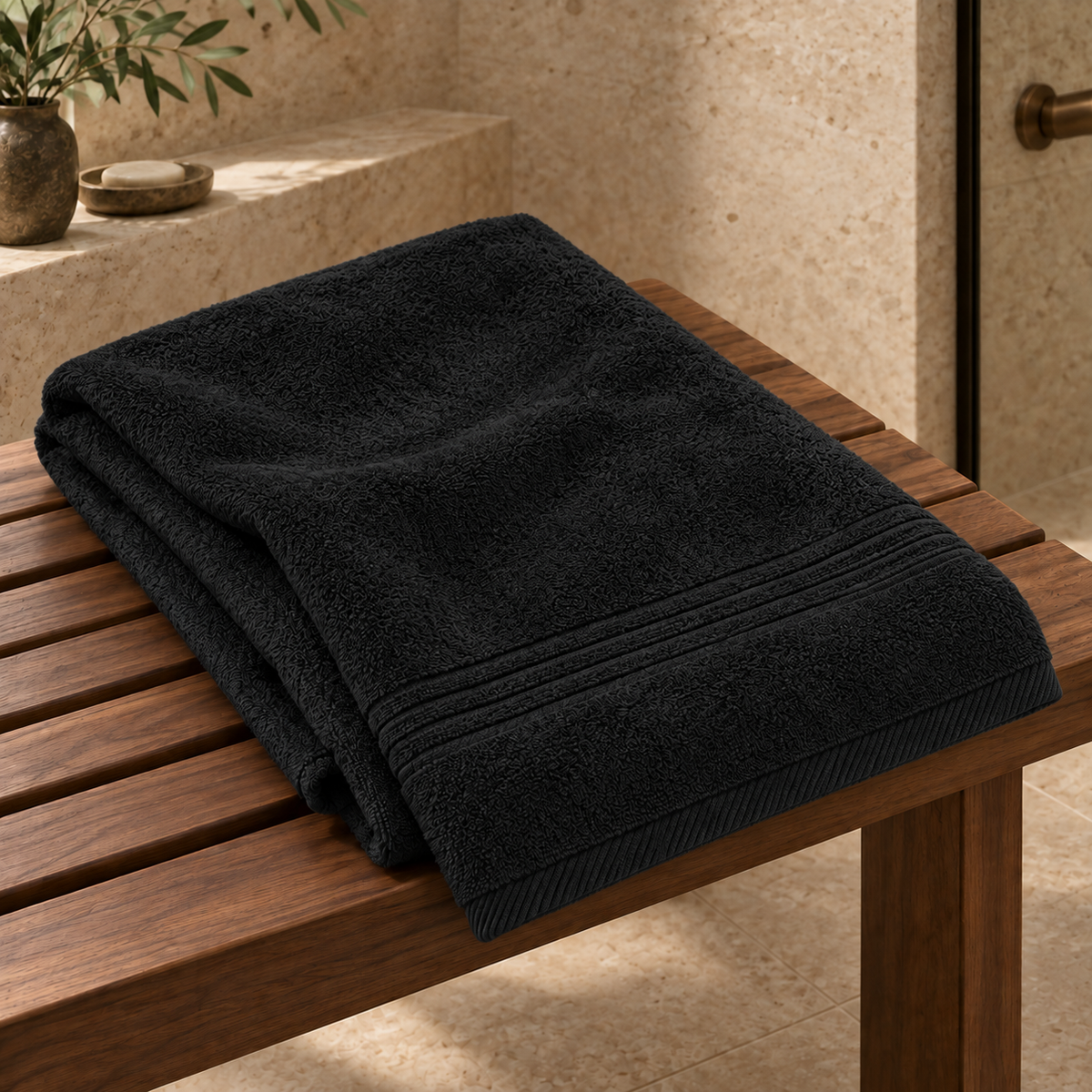Essential 550 GSM Bath Sheet 90x160 cm in Black - Hero Angle
