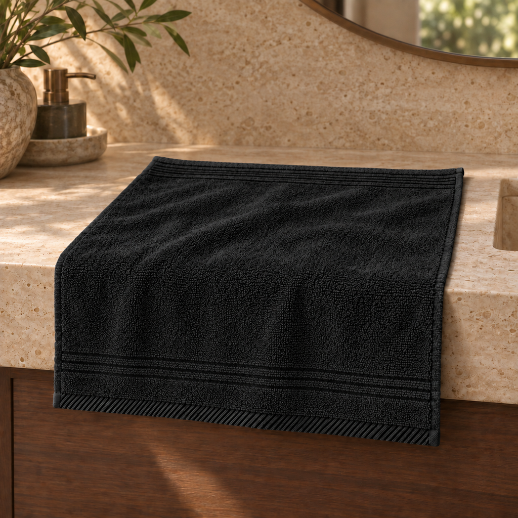 Essential 550 GSM Face Towel 30x30 cm in Black - Hero Styled