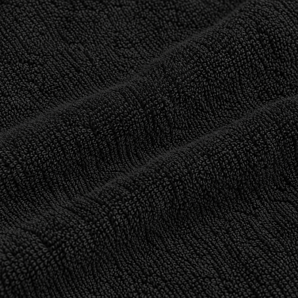 Essential 550 GSM Face Towel 30x30 cm in Black - Closeup Texture