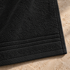 Essential 550 GSM Face Towel 30x30 cm in Black - Closeup Border