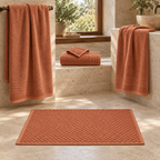 Essential towels and Diamond bath mat in Terra Cotta - bathroom collection styling; each item sold separately