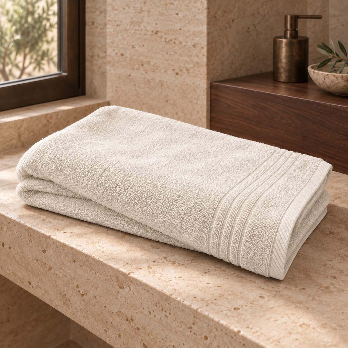 Essential 550 GSM Bath Towel 70x140 cm in Offwhite - Hero Angle