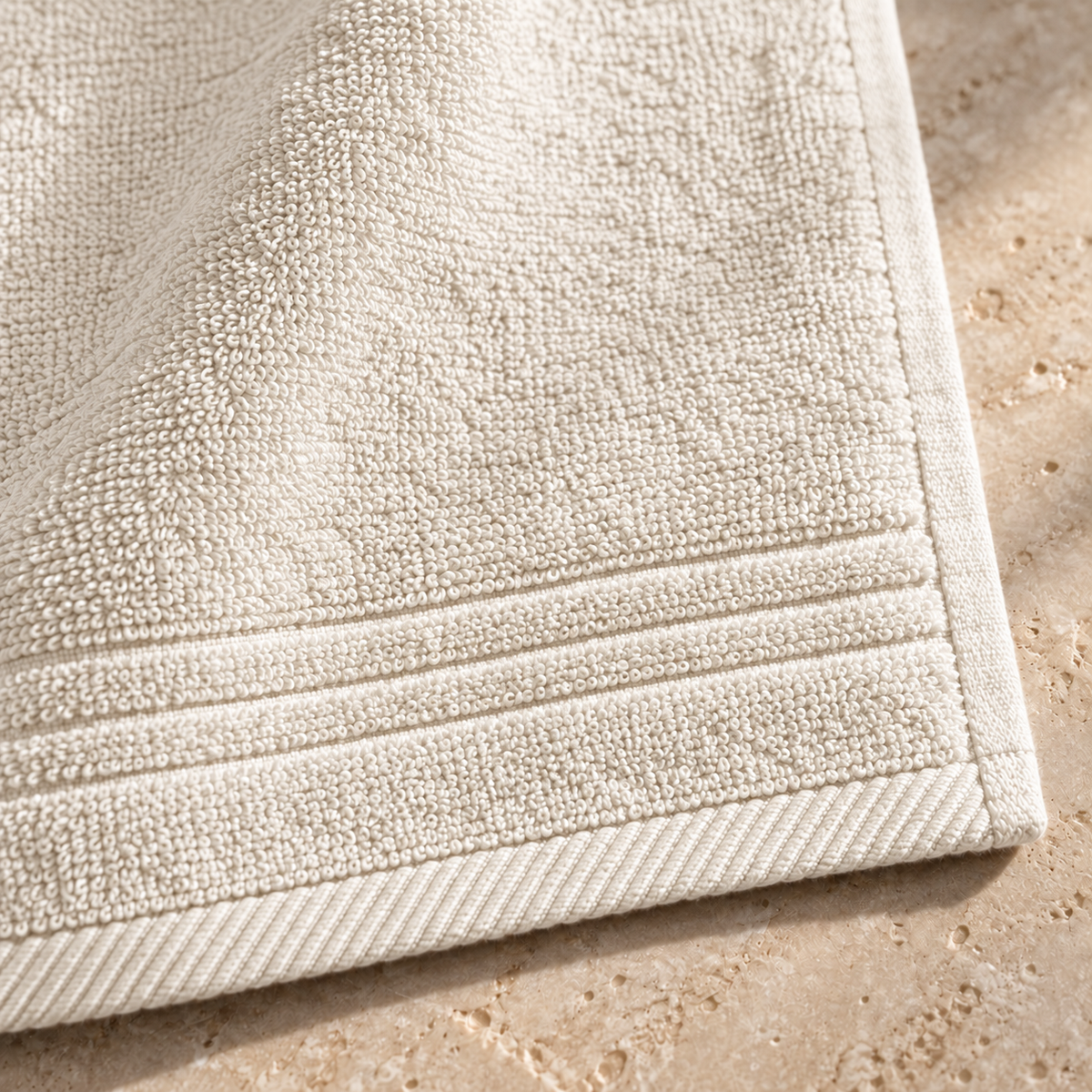 Essential 550 GSM Face Towel 30x30 cm in Offwhite - Closeup Border
