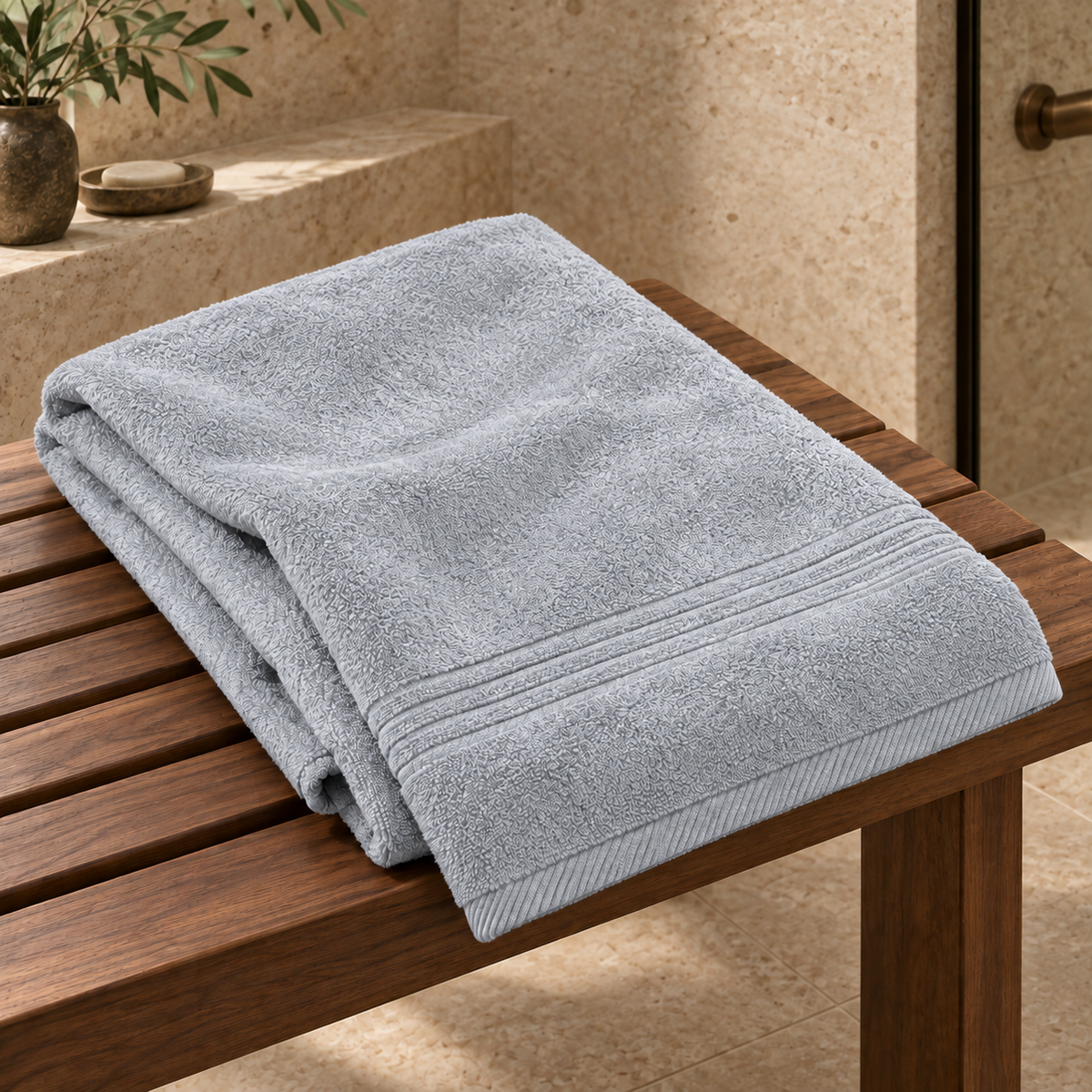 Essential 550 GSM Bath Sheet 90x160 cm in Silver - Hero Angle