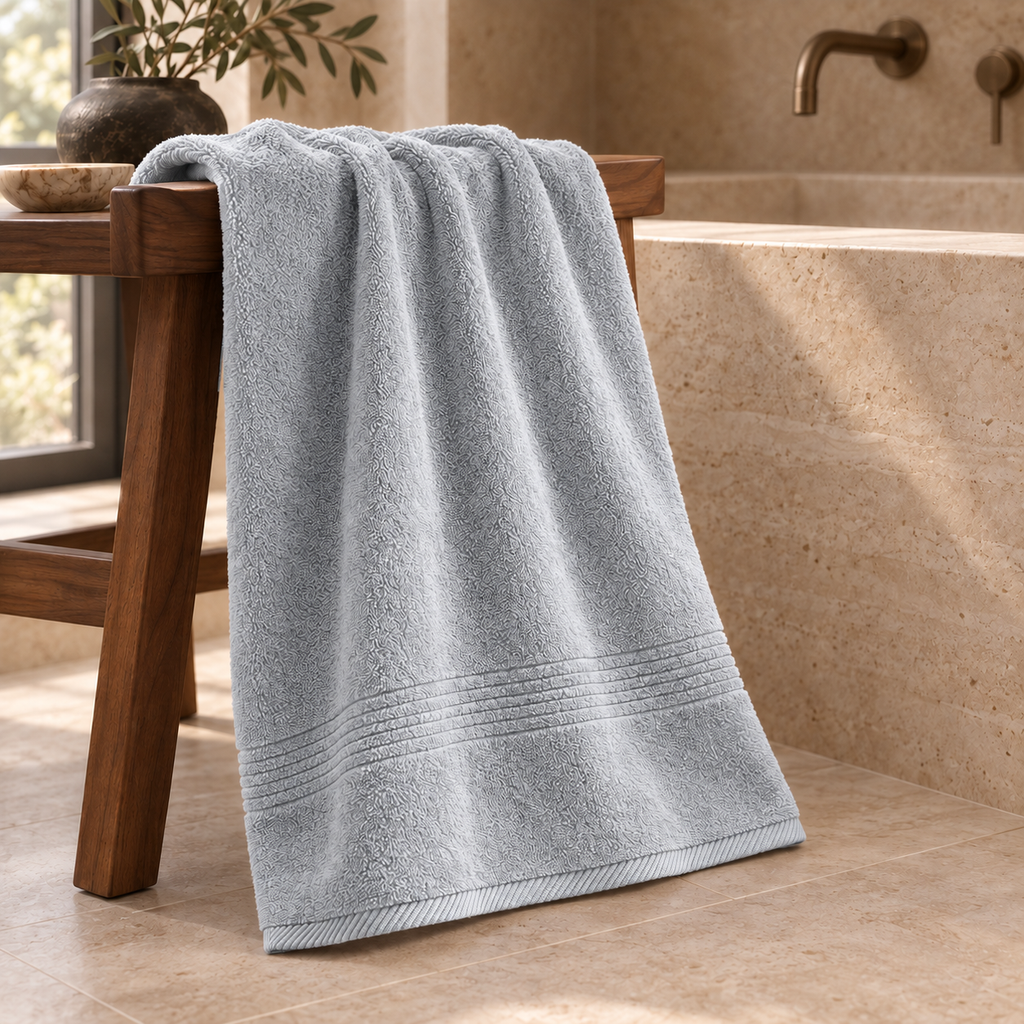 Essential 550 GSM Bath Towel 70x140 cm in Silver - Hero Styled