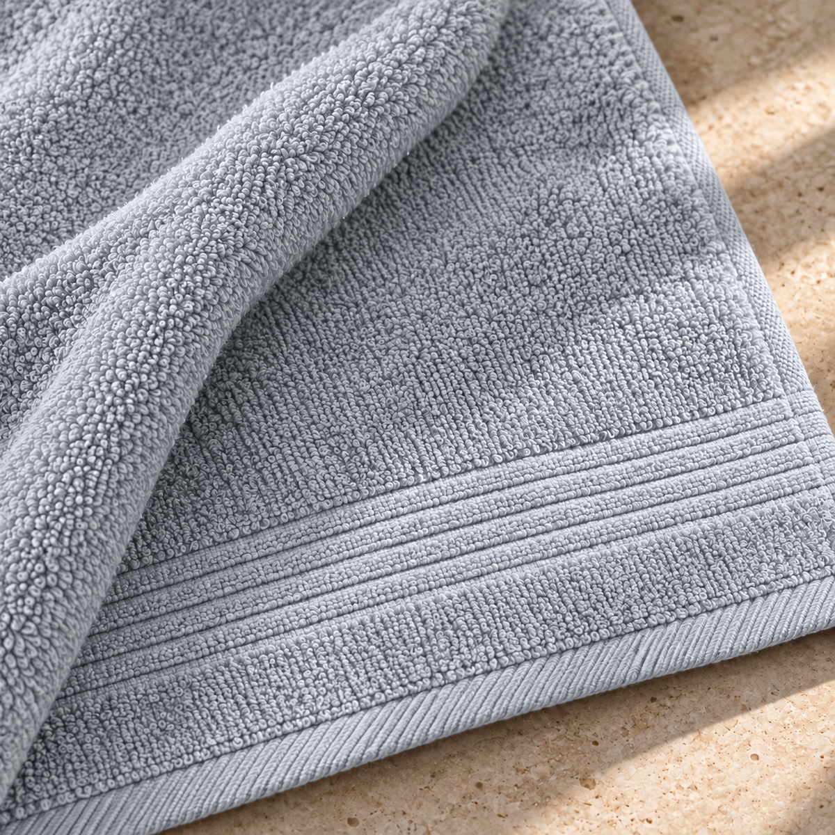 Essential 550 GSM Bath Towel 70x140 cm in Silver - Closeup Texture