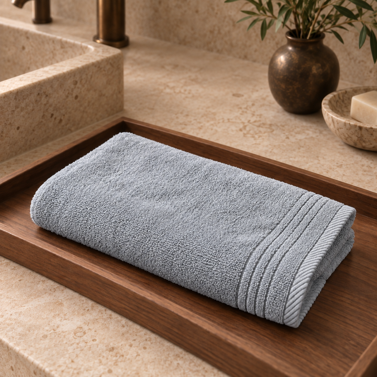 Essential 550 GSM Face Towel 30x30 cm in Silver - Hero Angle