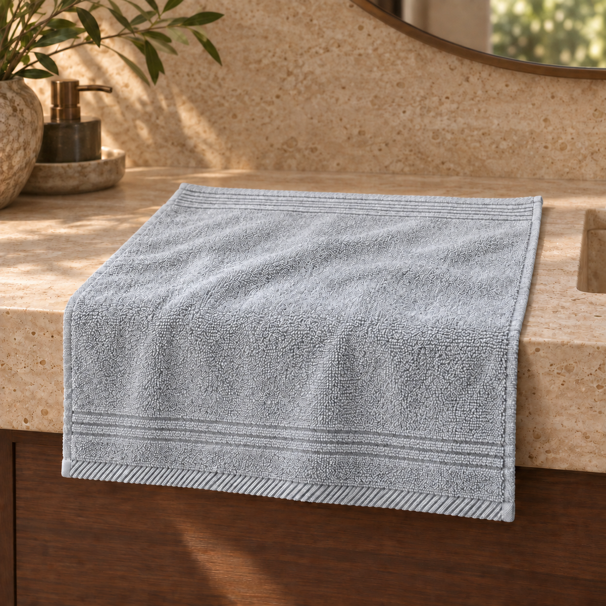 Essential 550 GSM Face Towel 30x30 cm in Silver - Hero Styled