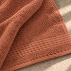 Essential 550 GSM Bath Towel 70x140 cm in Terra Cotta - Closeup Texture