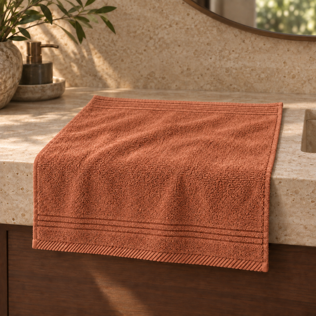 Essential 550 GSM Face Towel 30x30 cm in Terra Cotta - Hero Styled