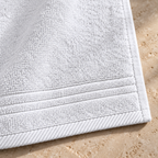 Essential 550 GSM Face Towel 30x30 cm in White - Closeup Border