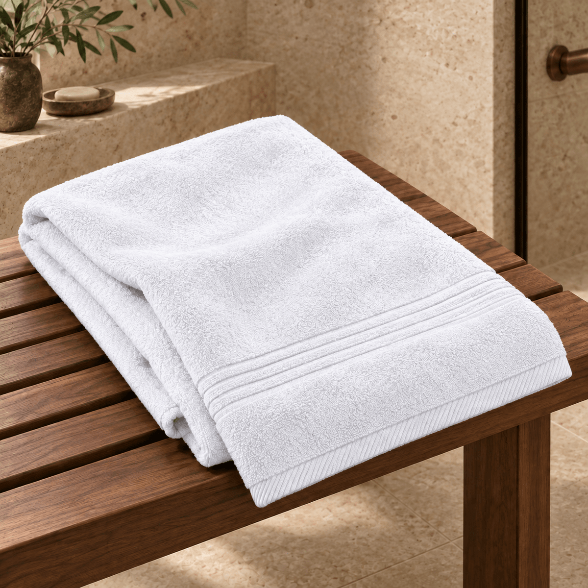 منشفة حمام كبيرة 90×160 سم، أبيض - زاوية جانبية