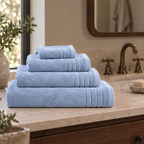 Essential towels, Aegean Blue, All Four Towels, Folded Towel Set; each towel sold individually