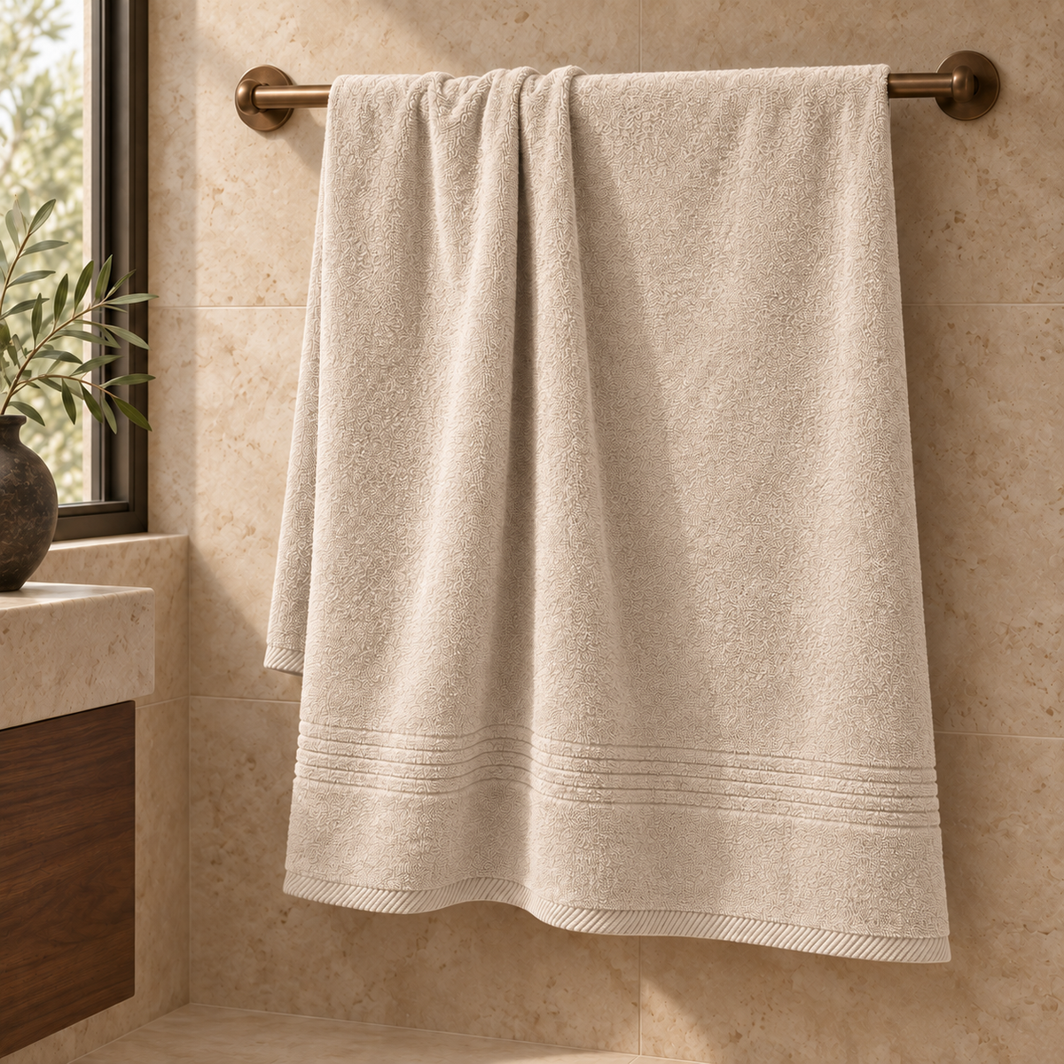 Essential towels, Beige, Bath Sheet 90x160, Hero Main