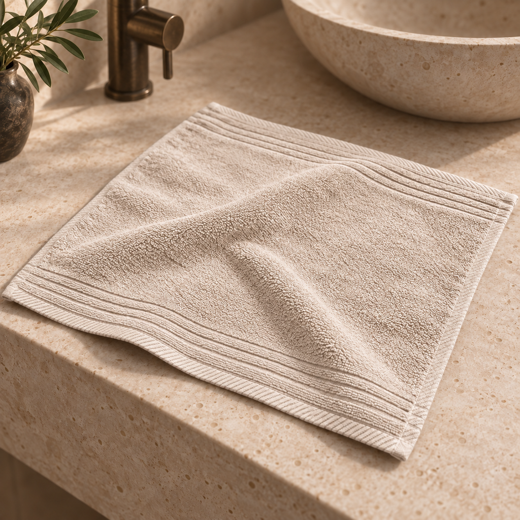 Essential towels, Beige, Face Towel 30x30, Hero Main