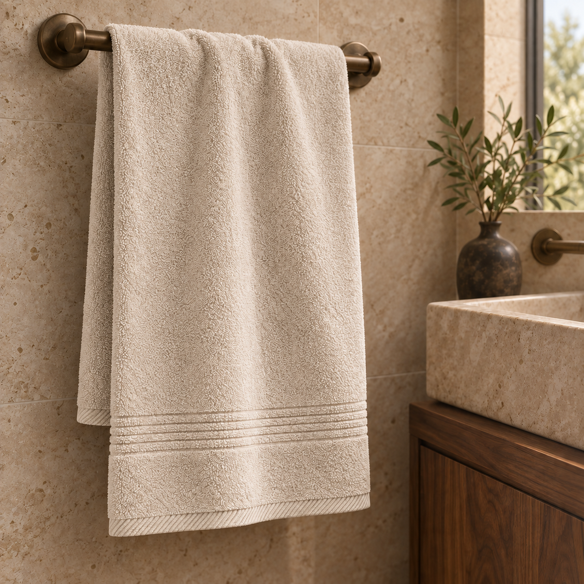Essential towels, Beige, Hand Towel 50x100, Hero Main