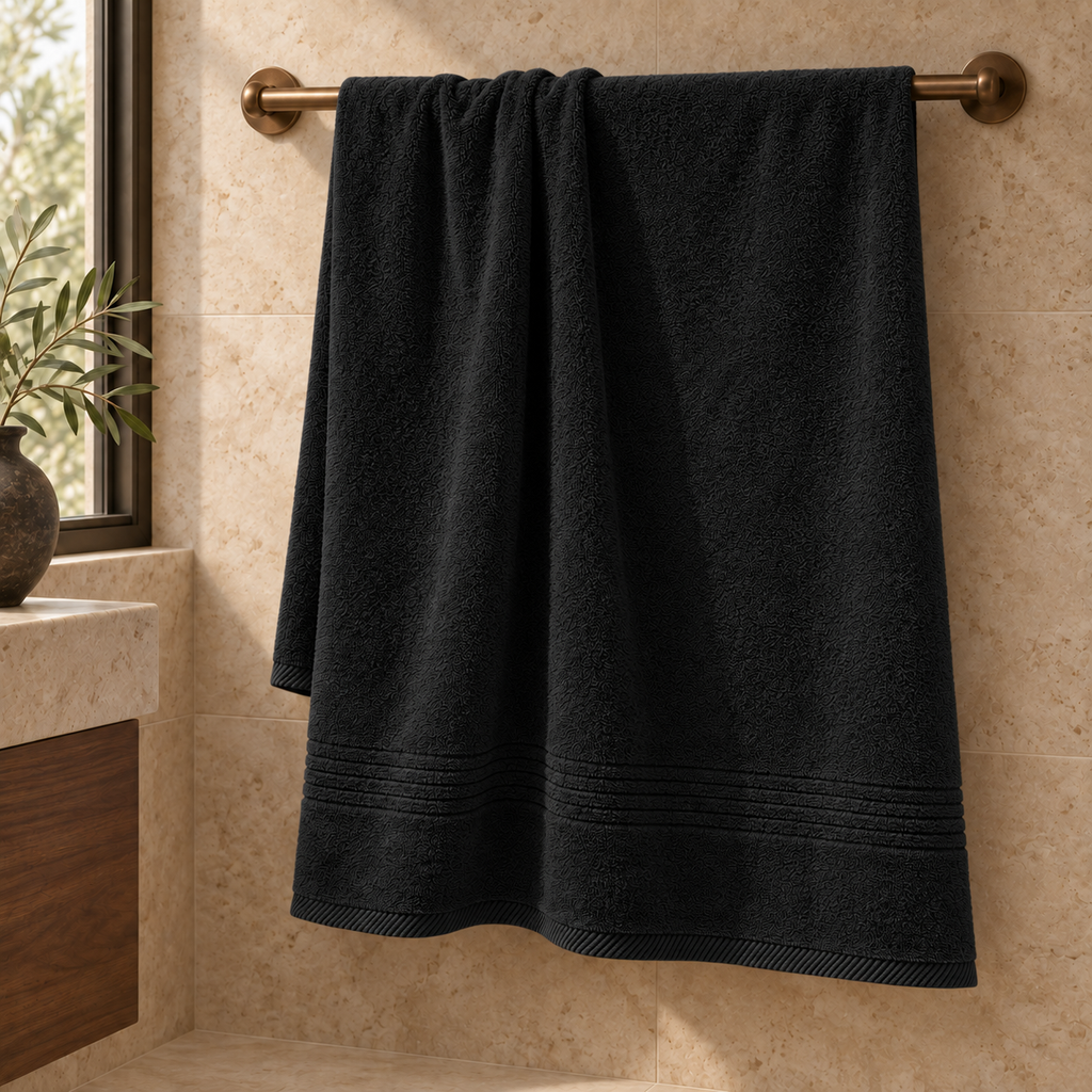 Essential towels, Black, Bath Sheet 90x160, Hero Main
