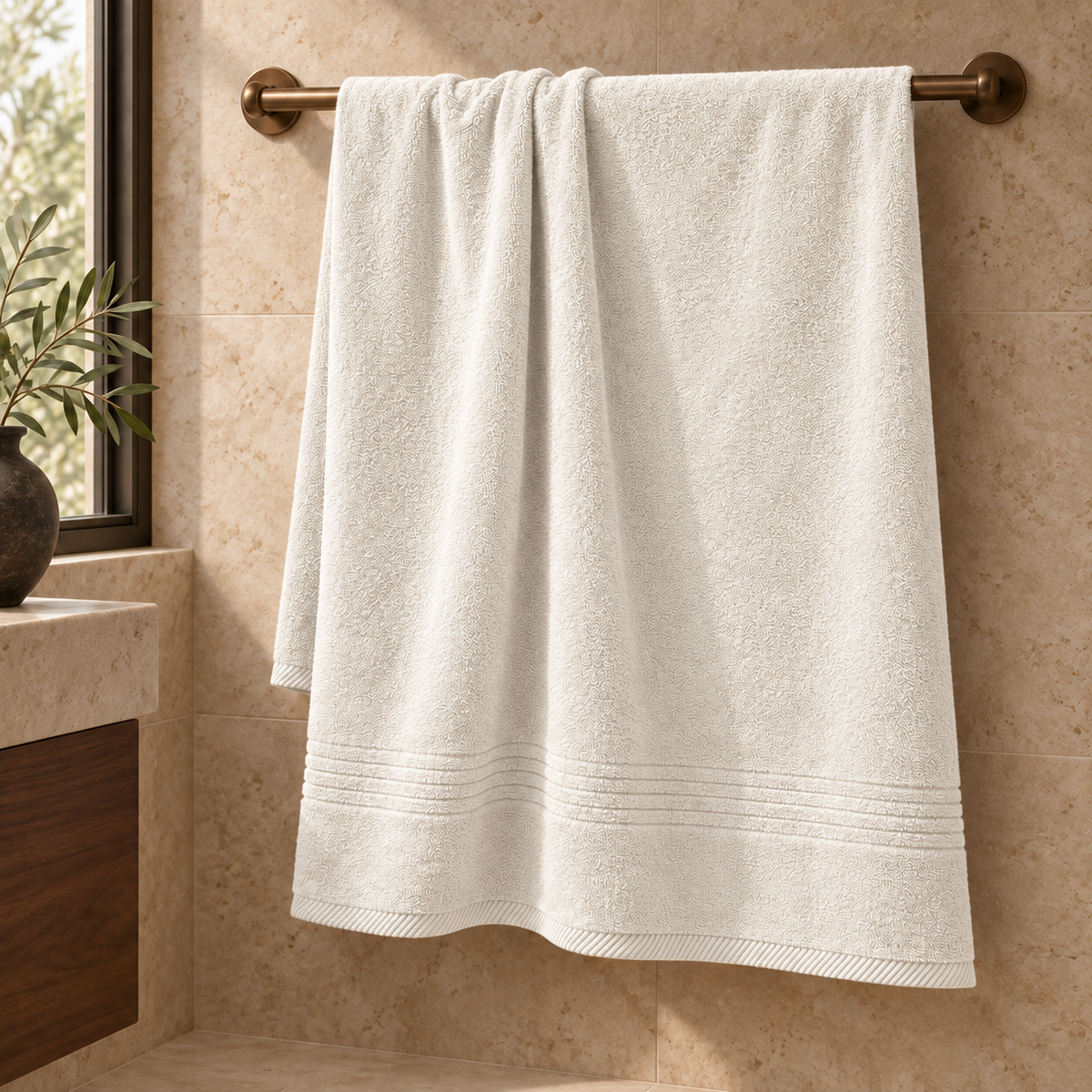Essential towels, Offwhite, Bath Sheet 90x160, Hero Main